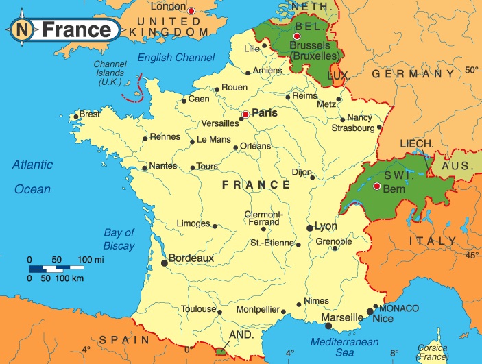 francuska mapa Francja mapa francuska mapa