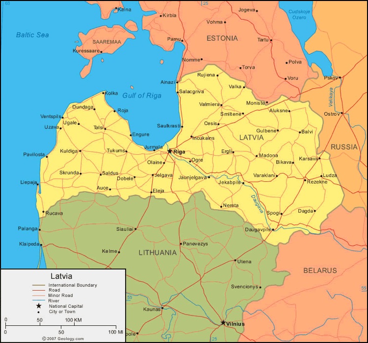 Łotwa mapa