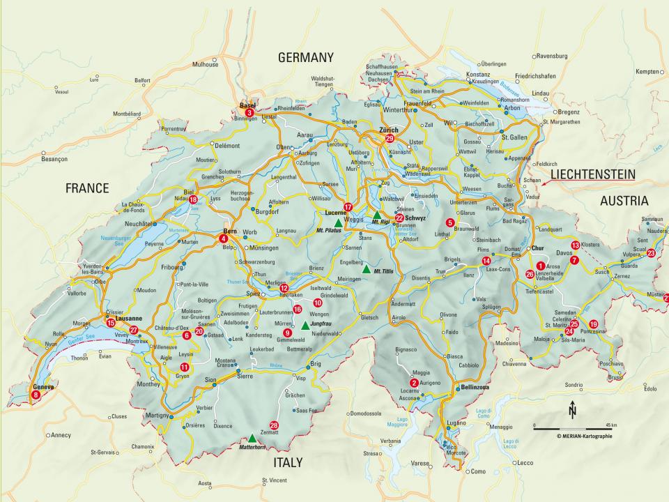 Mapa Szwajcarii
