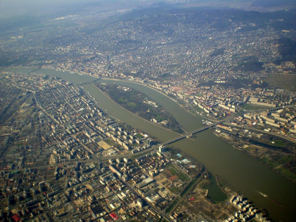 Budapeszt - Widok z lotu ptaka na wyspę